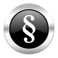 paragraph black circle glossy chrome icon isolated