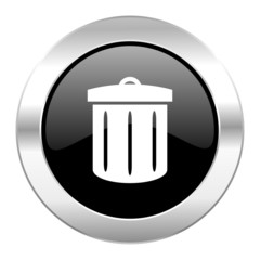 recycle black circle glossy chrome icon isolated
