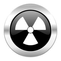 radiation black circle glossy chrome icon isolated
