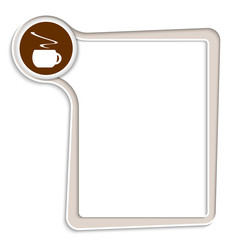 brown text box for any text with cup of coffee