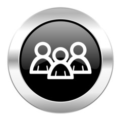 forum black circle glossy chrome icon isolated
