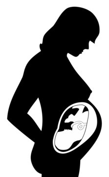 Pregnant Woman and Baby - Illustration