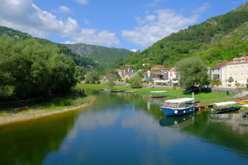 Fototapeta na wymiar Rijeka Crnojevica Village On The Namesake River, Montenegro