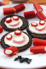 Smiling and funny cookies with sweets