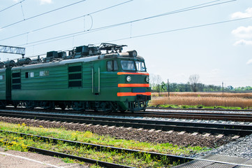 Fototapeta na wymiar Diesel local train in Russia.