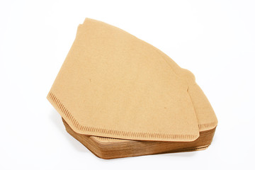 Coffee filters on a white background