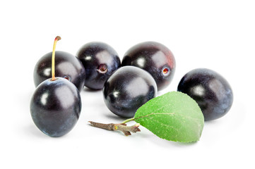 Fresh plums isolated on white