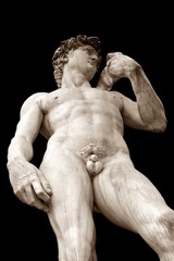 Florence, Italy,Michelangelo's David. On black background