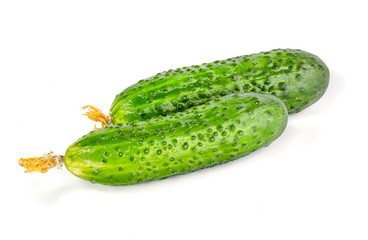 Green cucumbers  isolated on white background
