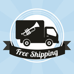 free shipping illustration over blue  color background