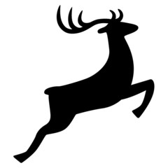 Springendes Rentier, Silhouette, Vektor, schwarz, freigestellt