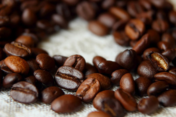Coffee beans close up.