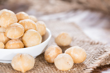 Fototapeta na wymiar Portion of Macadamia nuts