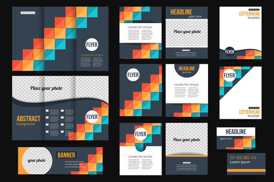Set of corporate business stationery templates. Abstract