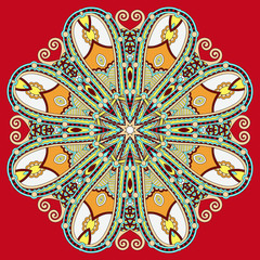 Circle lace ornament, round ornamental geometric doily pattern