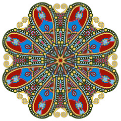 Circle lace ornament, round ornamental geometric doily pattern