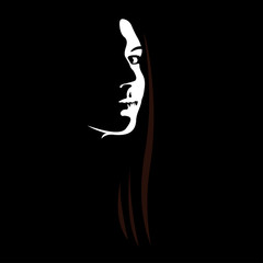 Woman face profile. Low key vector