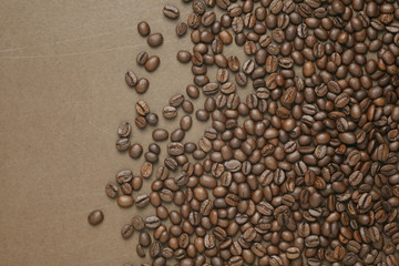Caffe edition, coffee beans on old brown paper