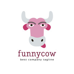 Obraz na płótnie Canvas Abstract vector cartoon cow head logo icon concept. Logotype