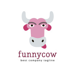 Abstract vector cartoon cow head logo icon concept. Logotype