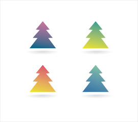Obraz premium Abstract vector xmas tree icon set concept. Logotype template