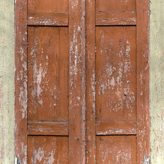Part of vintage old wood closed window
