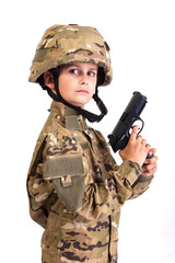 Fototapeta premium Young soldier with gun