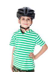 Boy bicyclist with helmet