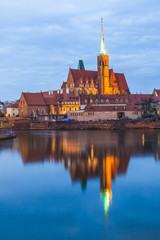Obraz premium Cathedral Island in the evening Wroclaw, Poland