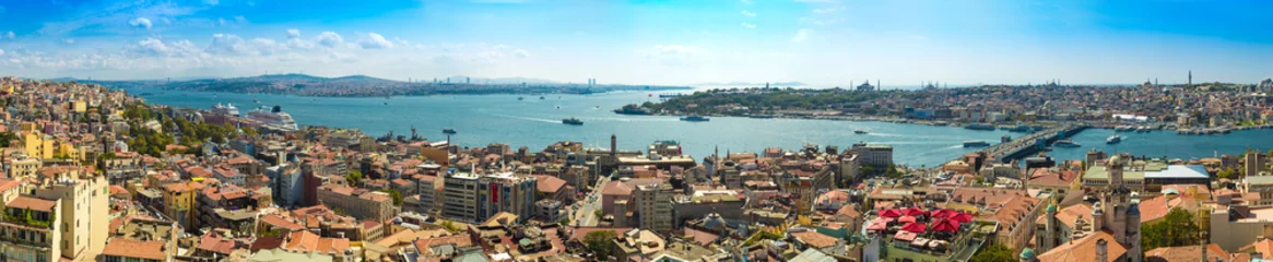 Fotobehang Turkije Istanbul panoramisch uitzicht vanaf de Galata-toren. kalkoen