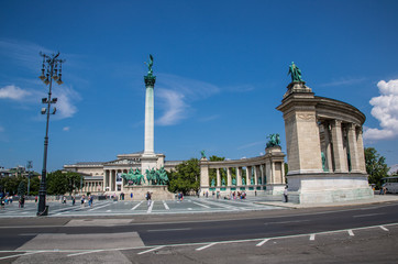 Fototapeta na wymiar Hungary, Budapest Heroes' Square in the summer on a sunny day