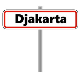 Djakarta dans un panneau de ville