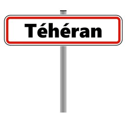 Téhéran dans un panneau de ville	