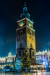 Fototapeta premium Poland, Krakow. Market Square at night.