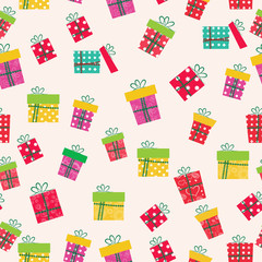 christmas gifts icons seamless pattern