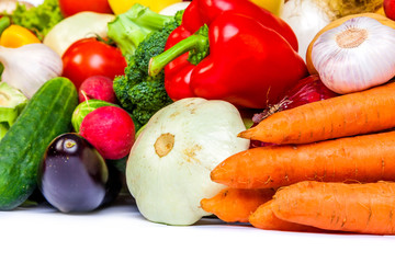 Group of fresh vegetables isolated on white