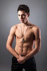 Fototapeta premium Portrait of young bodybuilder man