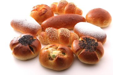 fresh bread roll with white bakgrond