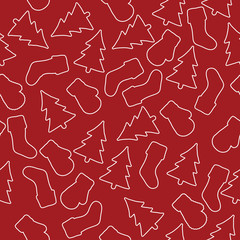 christmas  line doodle seamless pattern