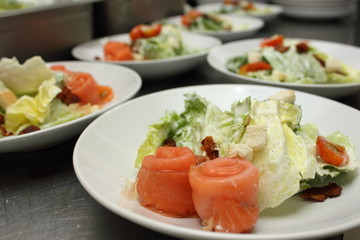 Salad - smoked salmon with vegetables.