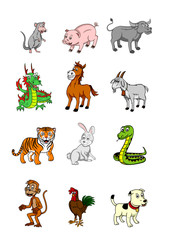 Obraz na płótnie Canvas Chinese zodiac set