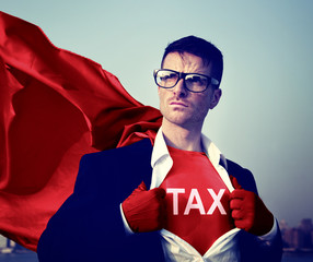 Strong Superhero Businessman TAX Concepts