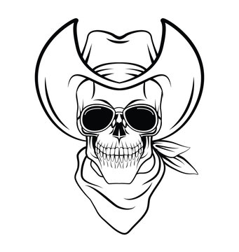 Skull cowboy Warrior vector illustration