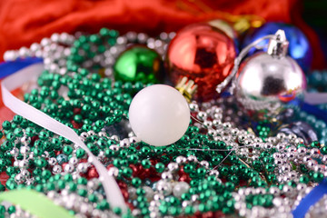 white christmas balls with diamonds set, new year decoration