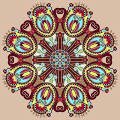 Circle lace ornament, round ornamental geometric doily pattern