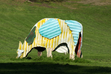 Corrugated Iron Cow Sculpture
