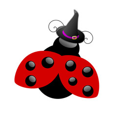 Coccinella con cappello di Halloween