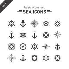 Sea icons set.