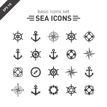 Sea icons set.