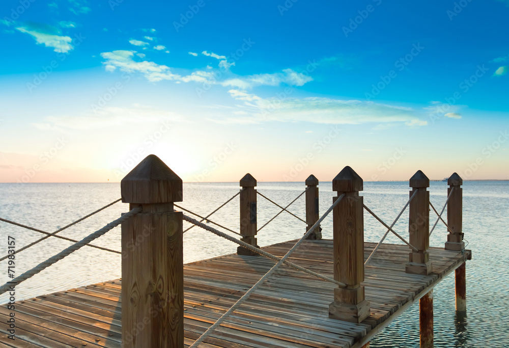 Wall mural pier over waters